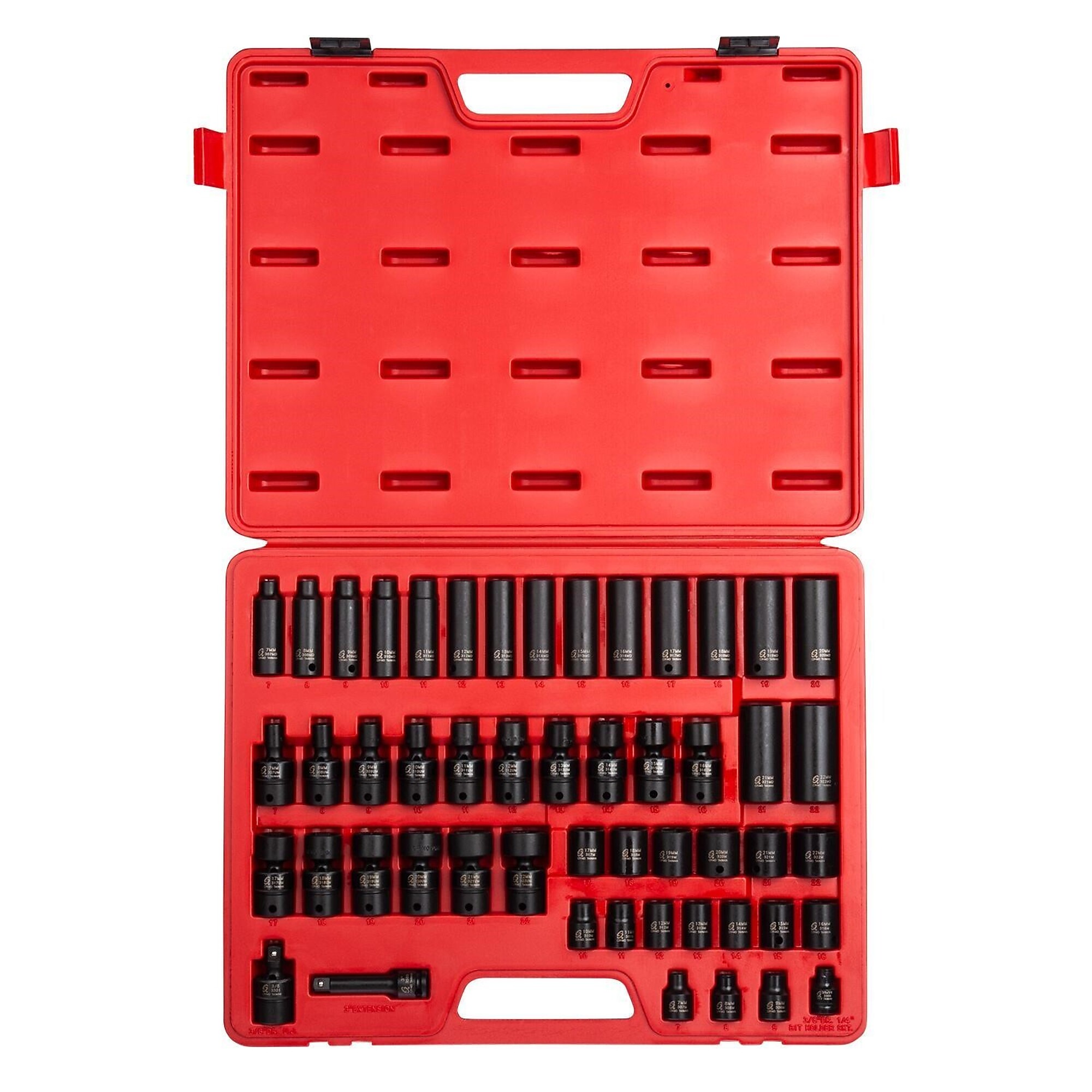 Sunex Tools Metric Impact Socket Set — 3/8in., 51-Piece, 6-Point, Standard/Deep/Universal, Model# 3351